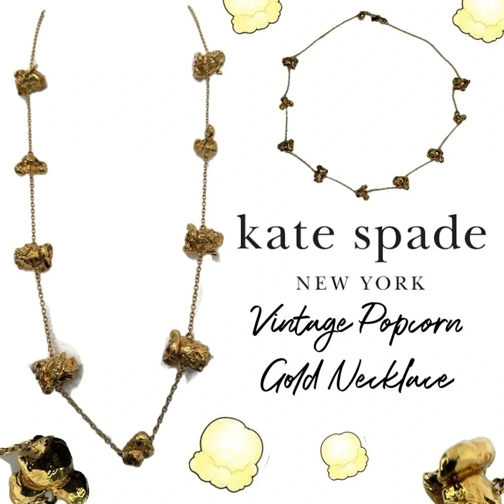 Kate Spade Golden Popcorn Garland Scatter 12 KT Plated Vintage Necklace